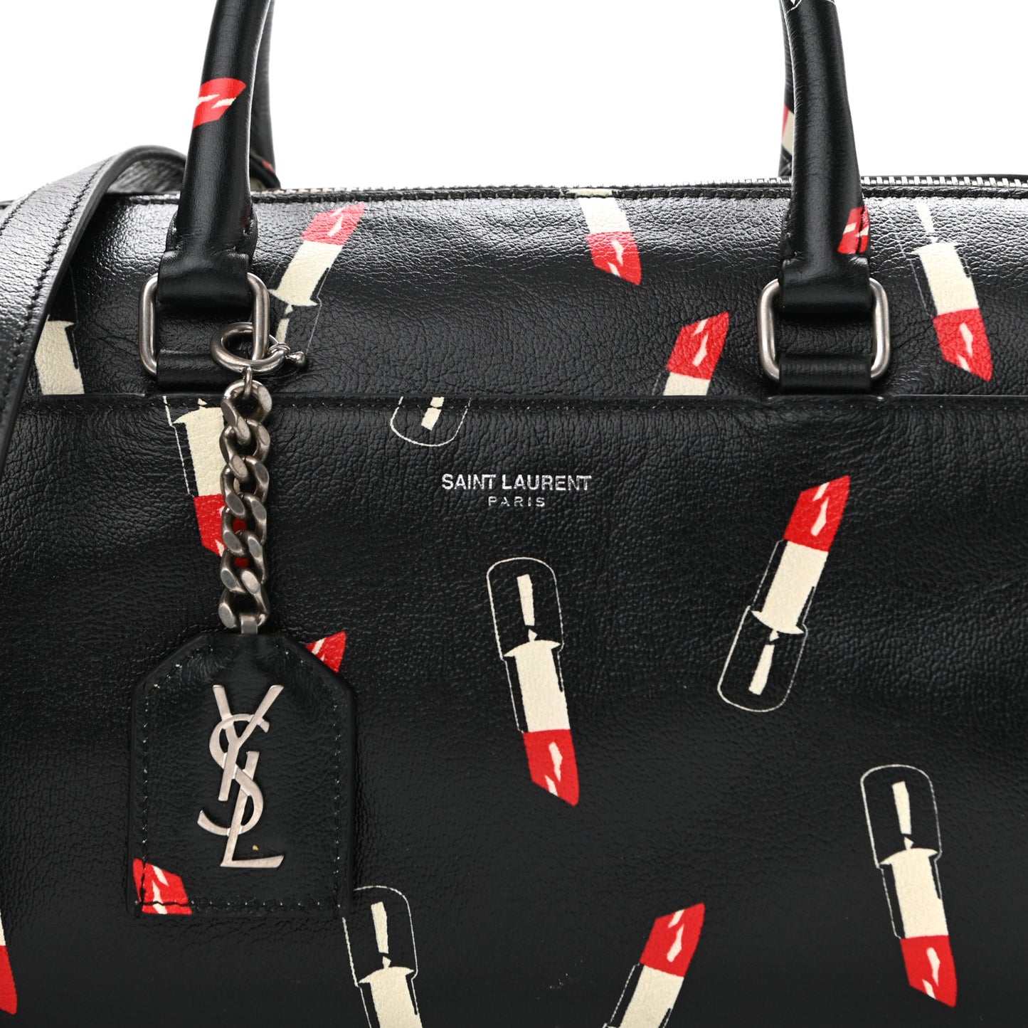 Calfskin Lipstick Print Classic Baby Duffle Black