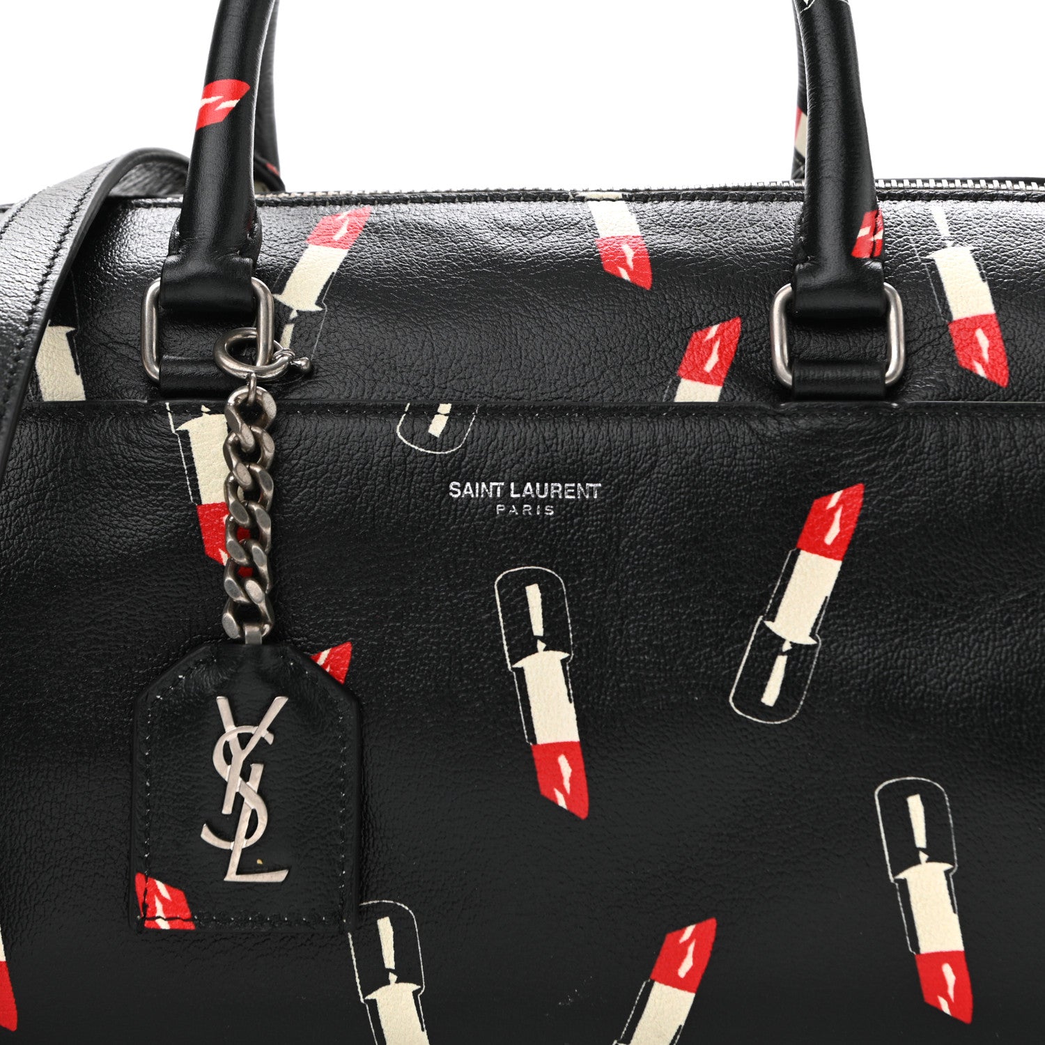 Saint Laurent Calfskin Lipstick Print Classic Baby Duffle Black 8 of 10