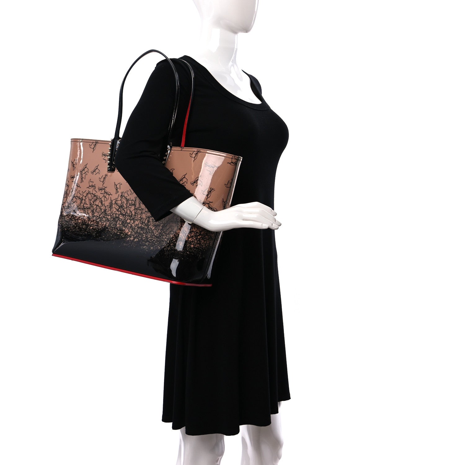 Christian Louboutin Patent Degraloubi Printed East West Cabata Tote Black Nude 2 of 11