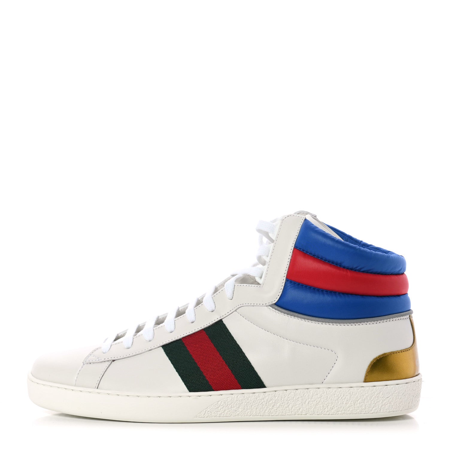 Gucci Calfskin Web Mens Ace High Top Sneakers 10.5 White 1 of 8
