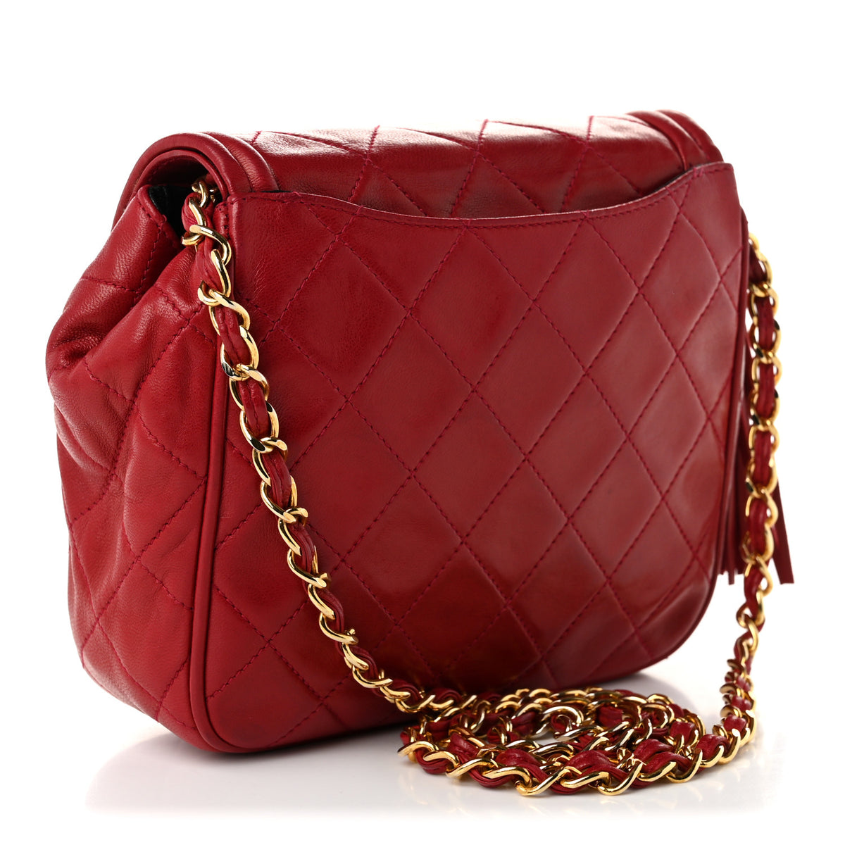Lambskin Quilted Tassel Flap Red