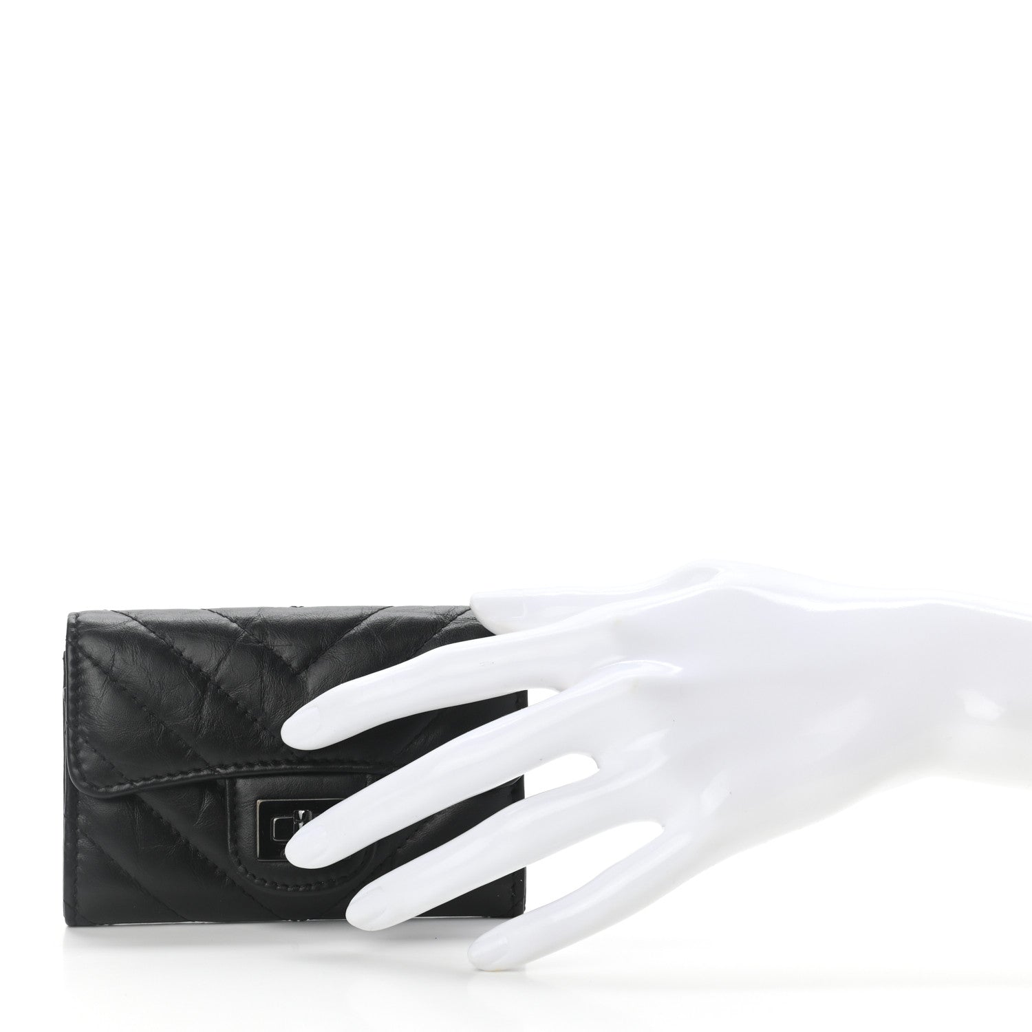 Chanel Aged Calfskin Chevron Quilted Reissue Flap Card Holder So Black 2 of 8