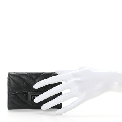 Chanel Aged Calfskin Chevron Quilted Reissue Flap Card Holder So Black 2 of 8