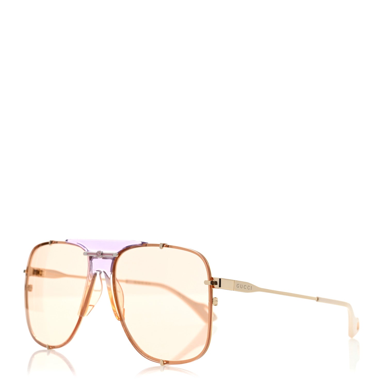 Gucci Metal Square Frame Sunglasses GG0739S Pink Brown 1 of 8