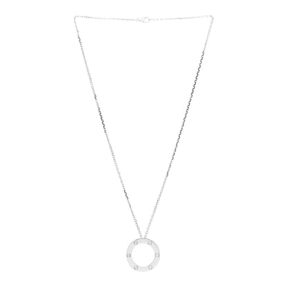 Cartier 18K White Gold 6 Diamonds LOVE Pendant Necklace 3 of 6