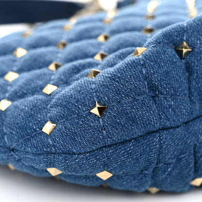 Valentino Garavani Denim Small Rockstud Spike Hobo Light Denim 8 of 11