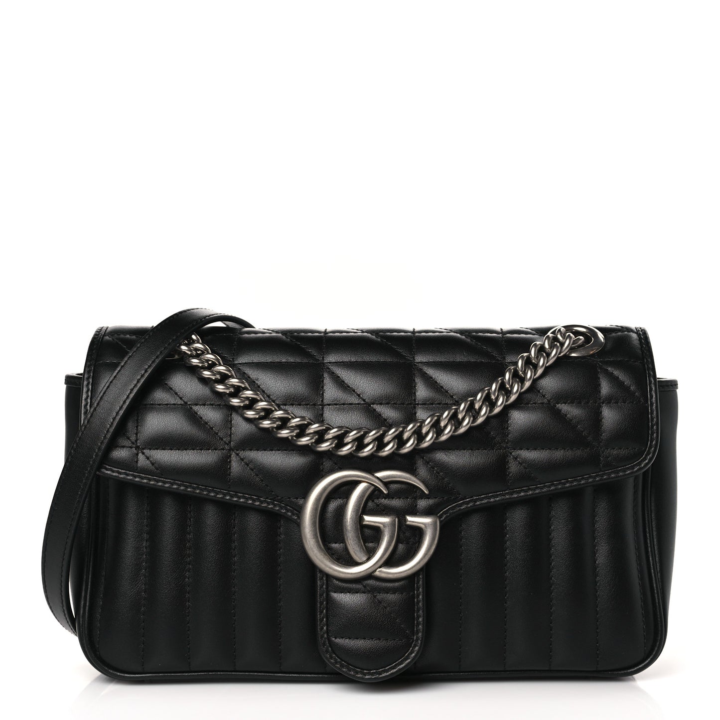 Calfskin Matelasse Aria Small GG Marmont Shoulder Bag Black