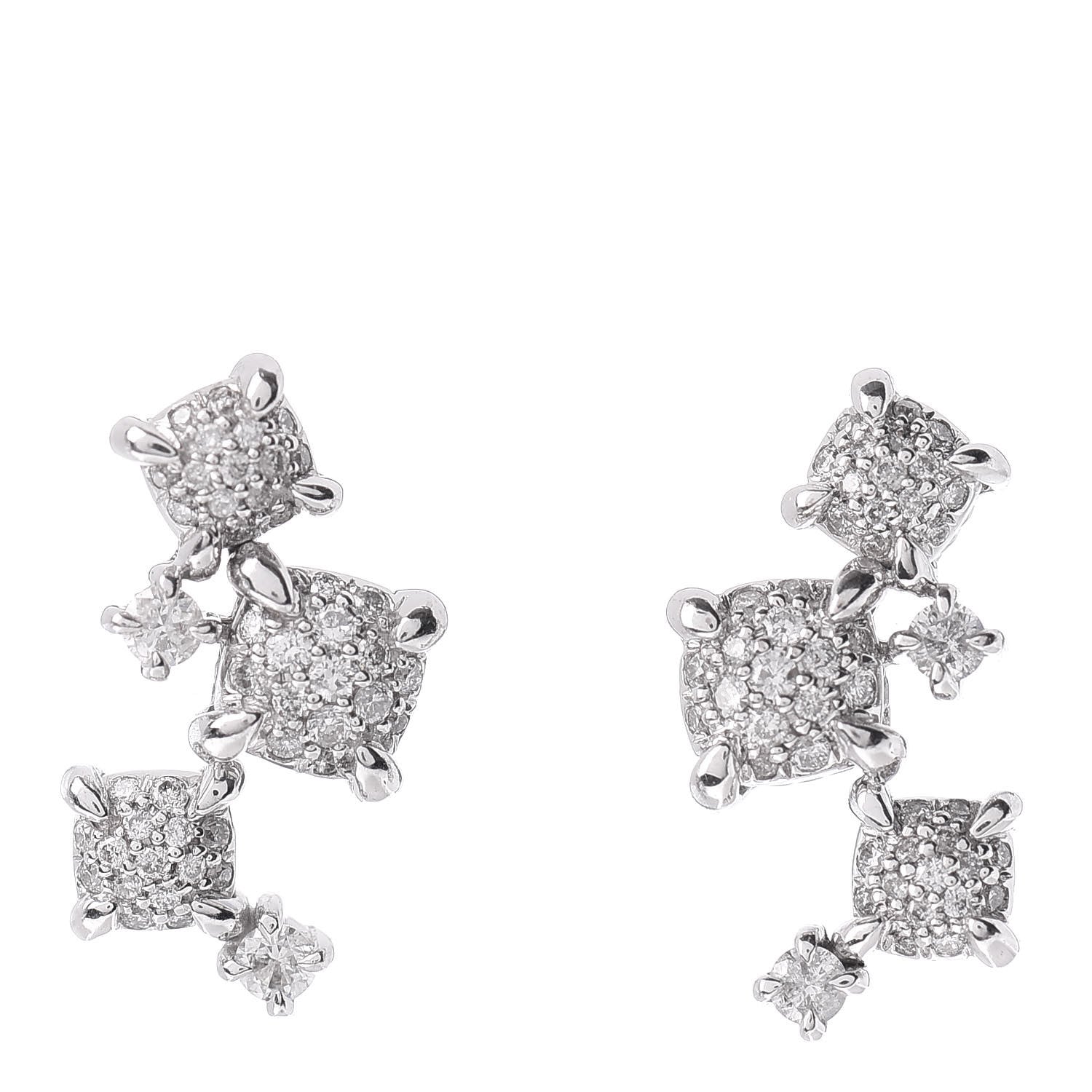 David Yurman 18K White Gold Diamond Precious Chatelaine Climber Earrings 1 of 3