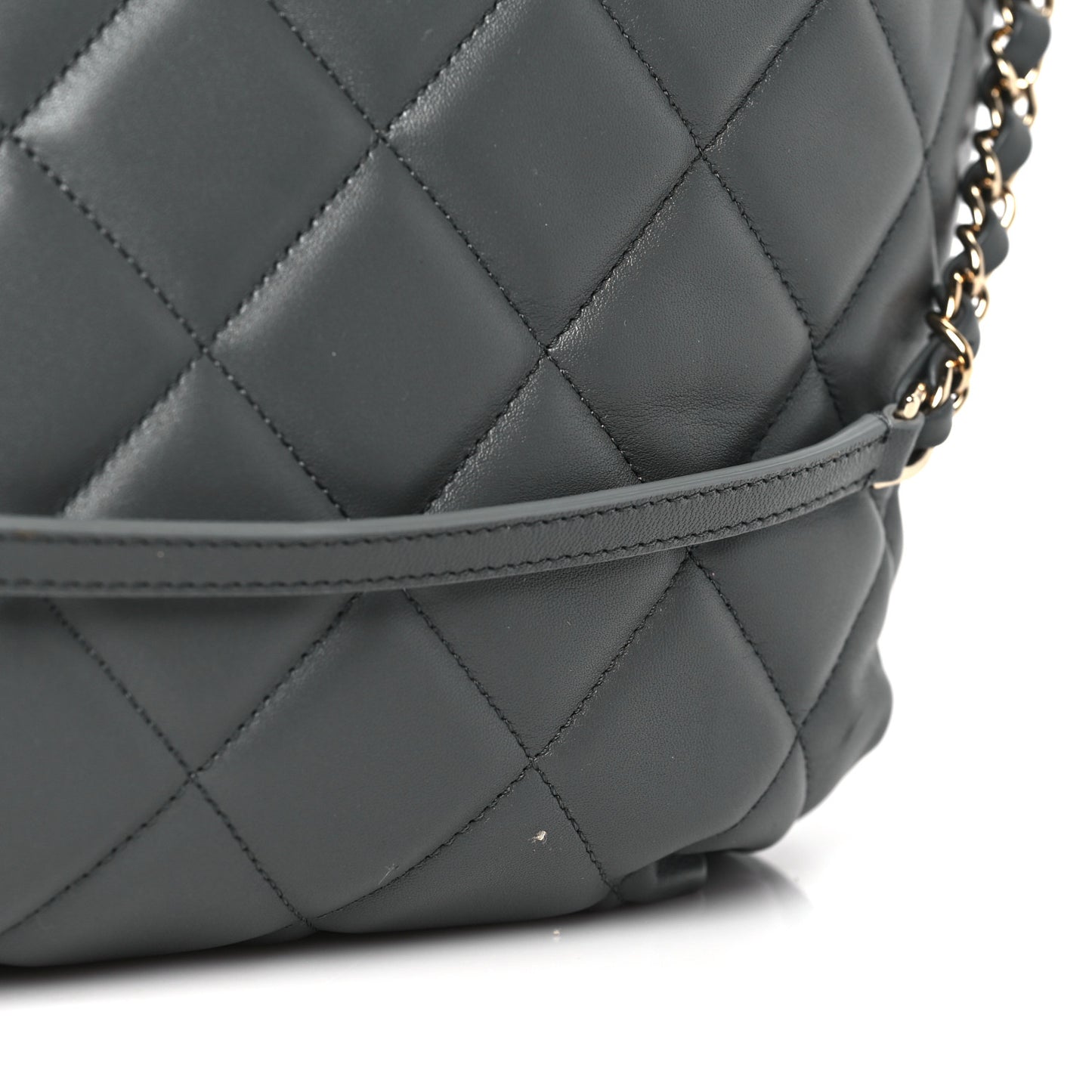 Lambskin Quilted CC Dweller Drawstring Tote Grey