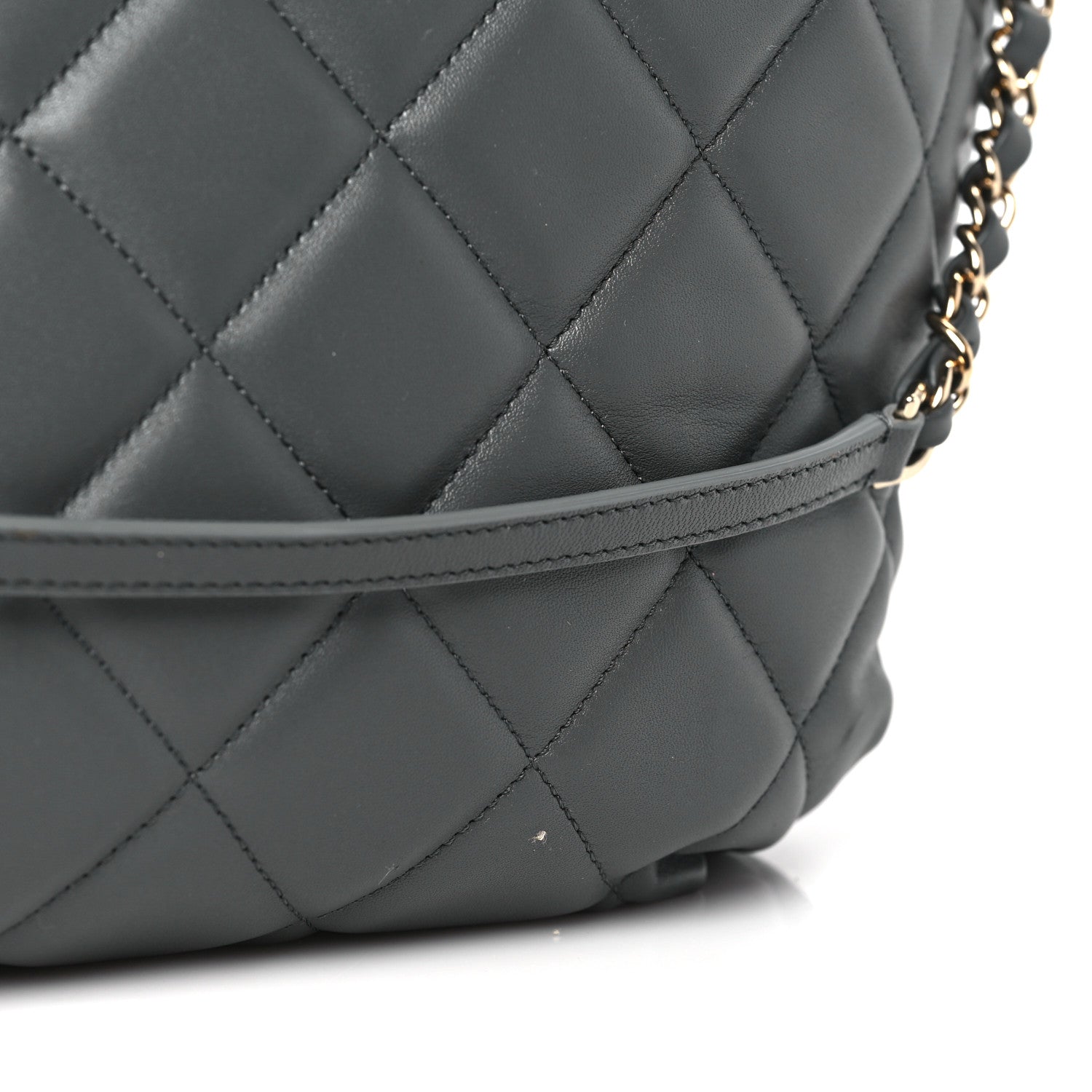 Chanel Lambskin Quilted CC Dweller Drawstring Tote Grey 10 of 13