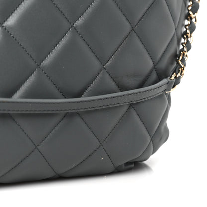 Chanel Lambskin Quilted CC Dweller Drawstring Tote Grey 10 of 13