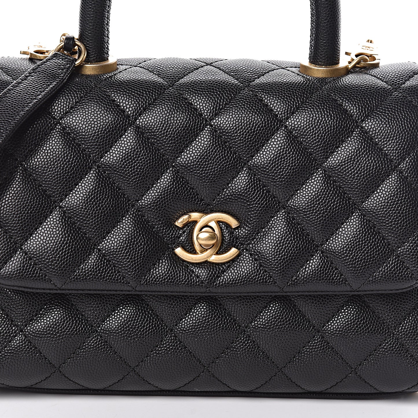 Caviar Quilted Mini Coco Handle Flap Black