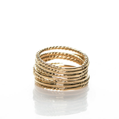 David Yurman 18K Yellow Gold Diamond 11mm Wide Crossover Ring 54 7 3 of 5