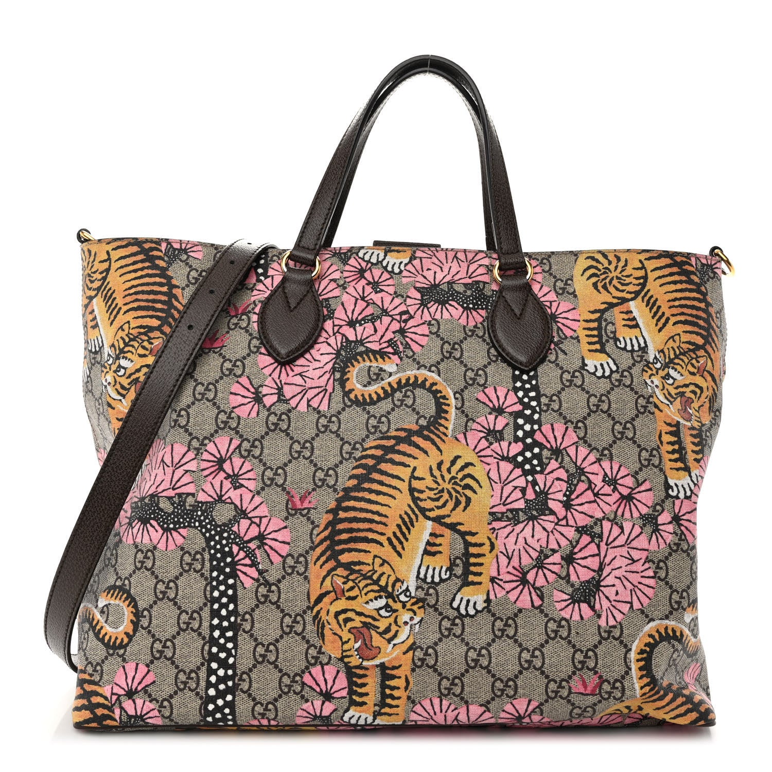 Gucci Soft GG Supreme Monogram Bengal Medium Crossbody Tote Beige Pink 1 of 11