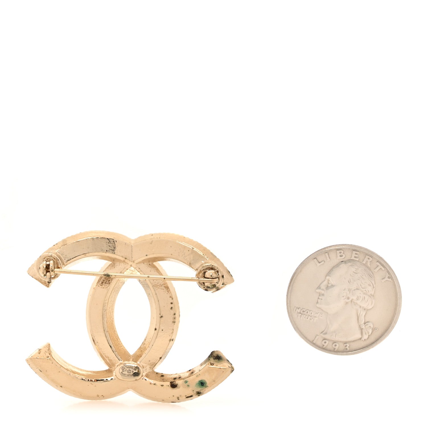 Chanel Baguette Crystal CC Brooch Gold 2 of 4