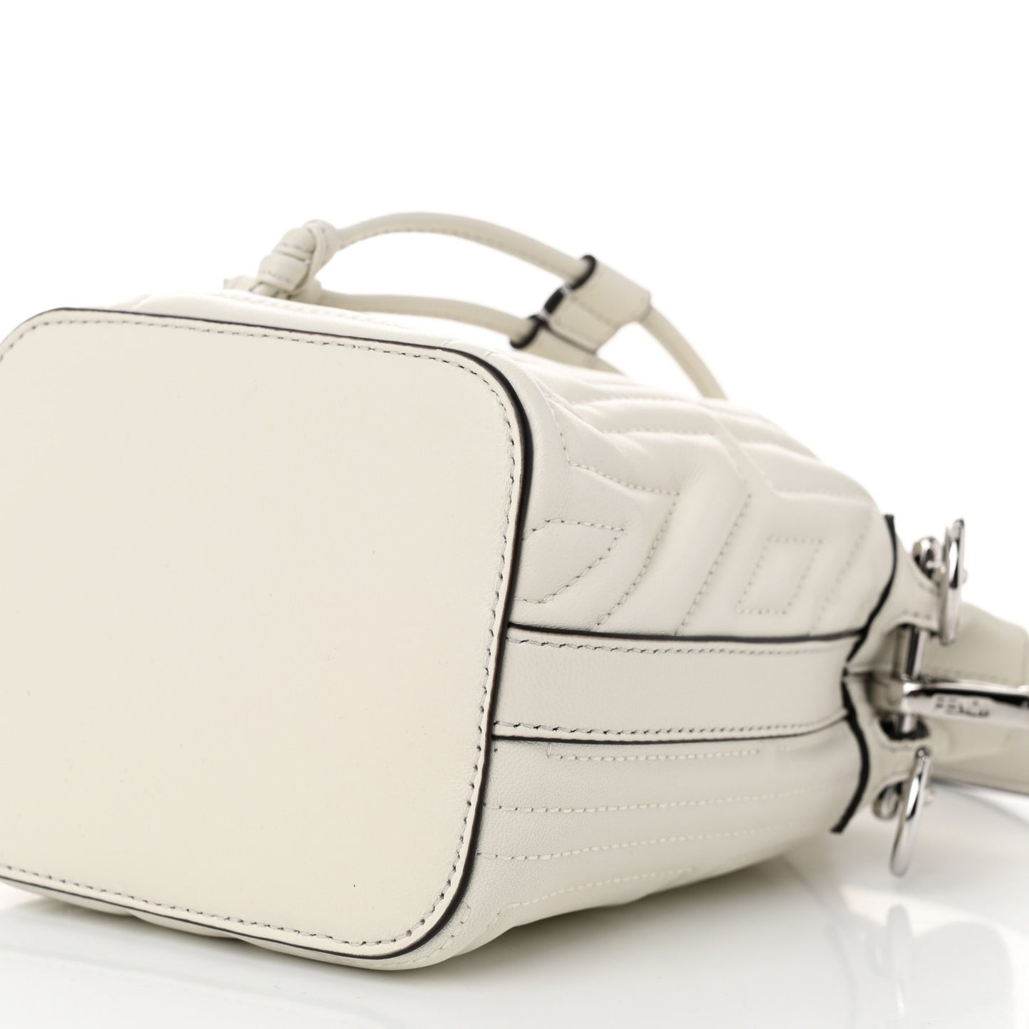Vitello Liberty F Embossed Mini Mon Tresor Bucket Bag White