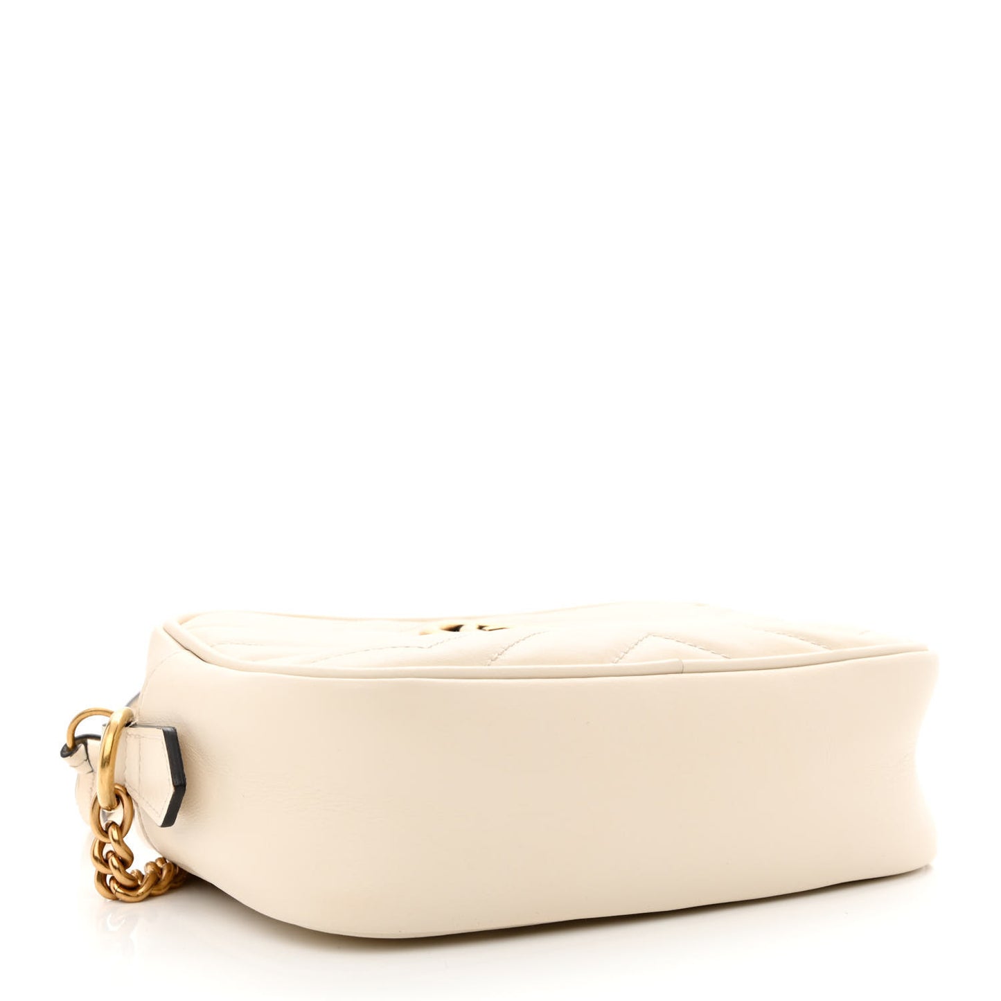Calfskin Matelasse Mini GG Marmont Chain Shoulder Bag White