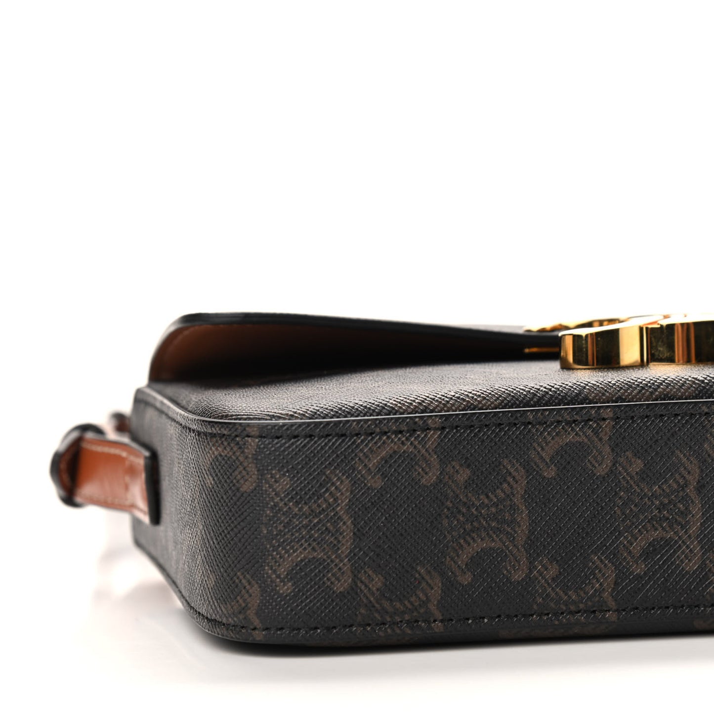 Canvas Calfskin Triomphe Shoulder Bag Tan