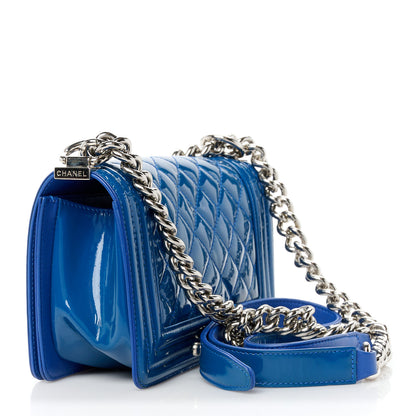 Chanel Patent Calfskin Quilted Small Plexiglass Boy Flap Blue 3 of 20