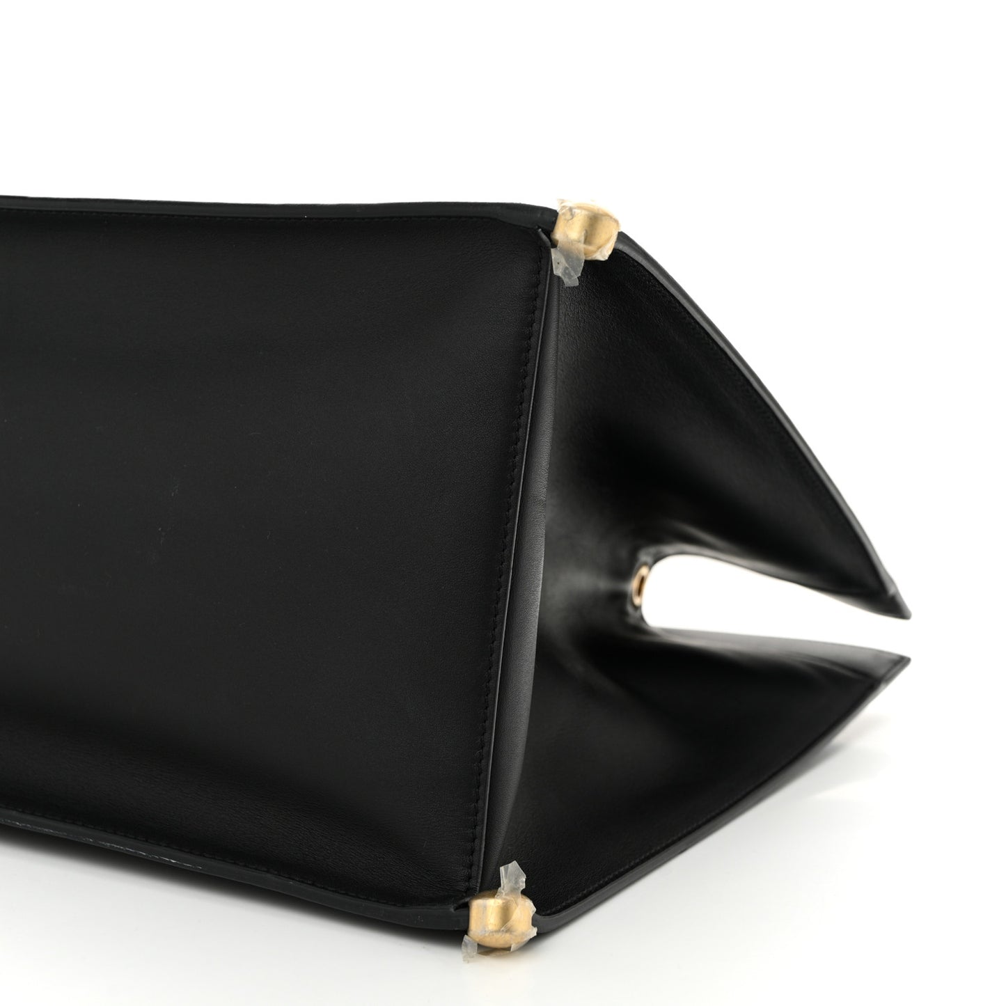 Calfskin Stitched Large Shopping Tote Bag Black