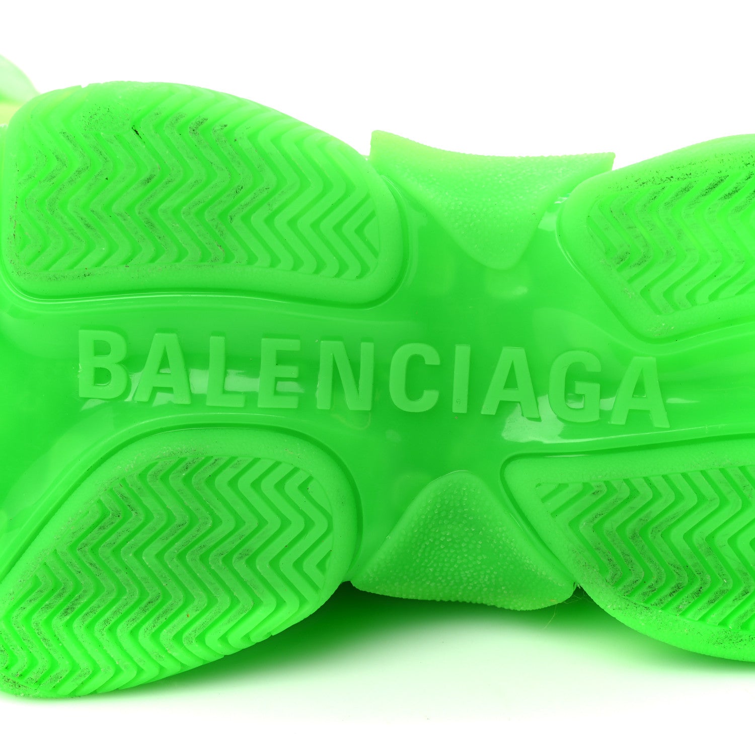 Balenciaga Fabric Mesh Clear Sole Womens Triple S Sneakers 38 Fluo Green 6 of 8