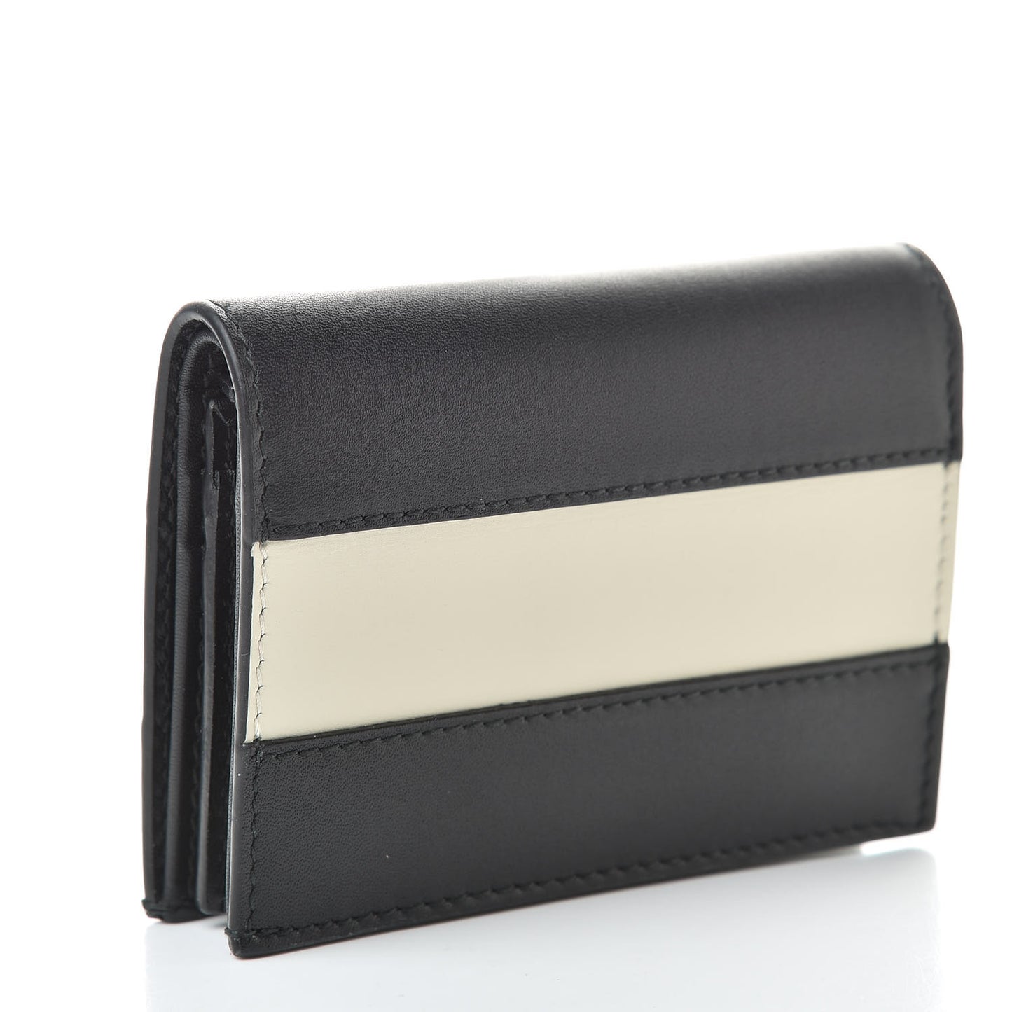 Calfskin Queen Margaret Card Case Wallet Black Mystic White