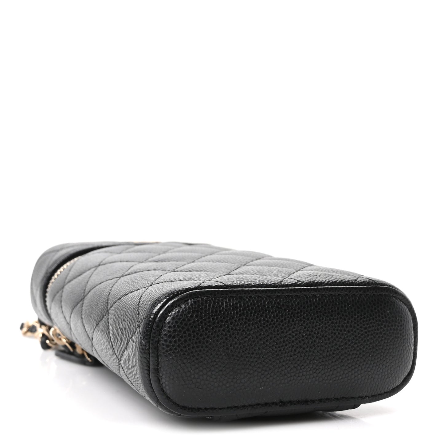 Caviar Quilted Phone Holder With Chain Black
