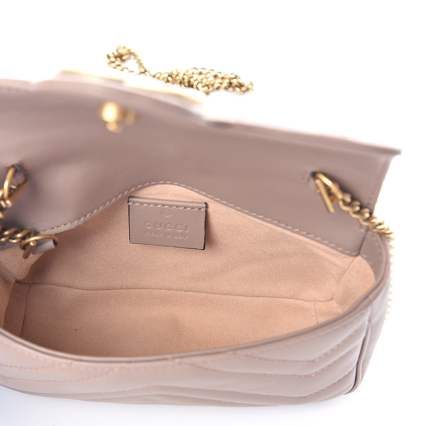 Calfskin Matelasse Super Mini GG Marmont Shoulder Bag Porcelain Rose