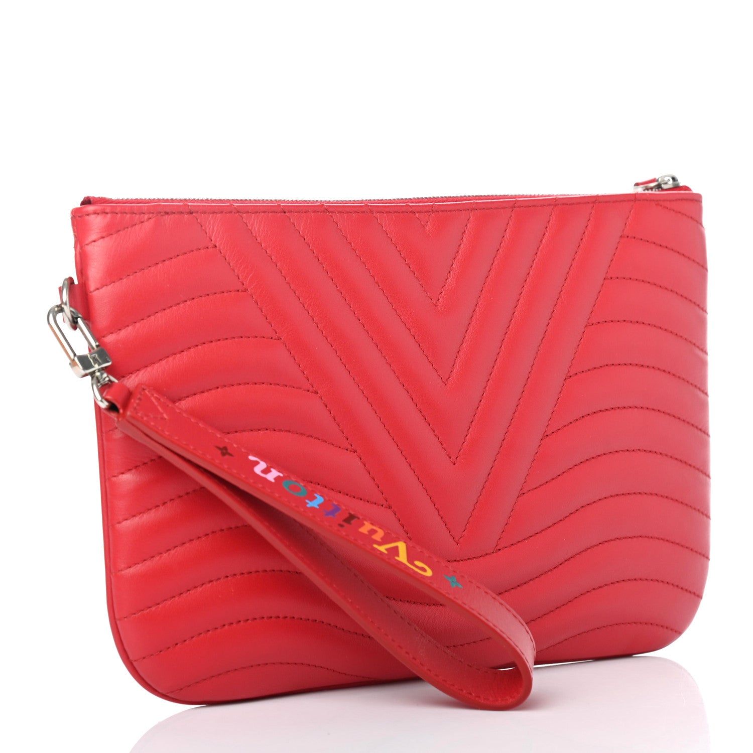 Louis Vuitton Calfskin New Wave Zipped Pochette Ecarlate 2 of 5