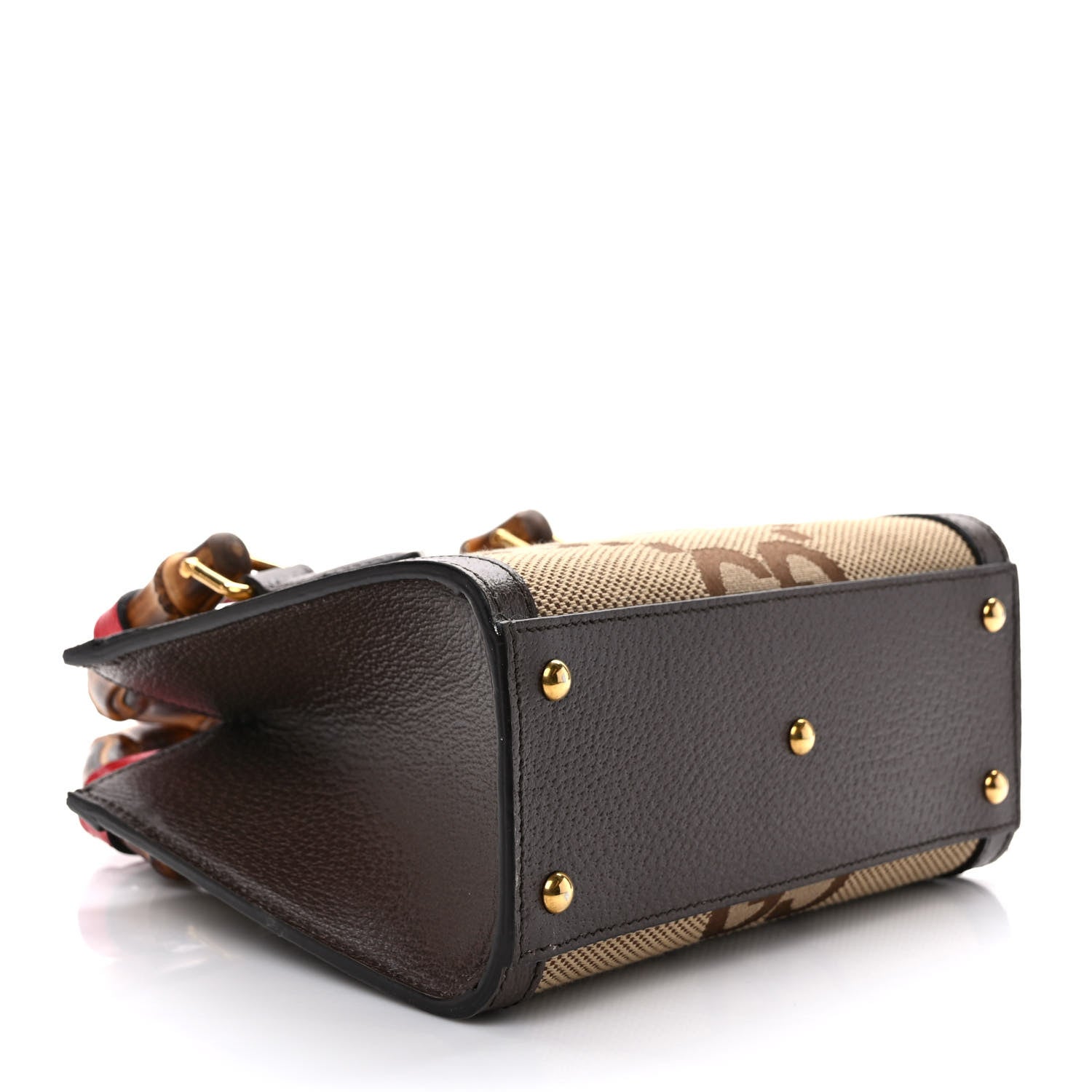 Gucci Monogram Jumbo GG Textured Dollar Calfskin Mini Diana Tote Bag Camel Ebony New Acero Pomegranate Red 4 of 11