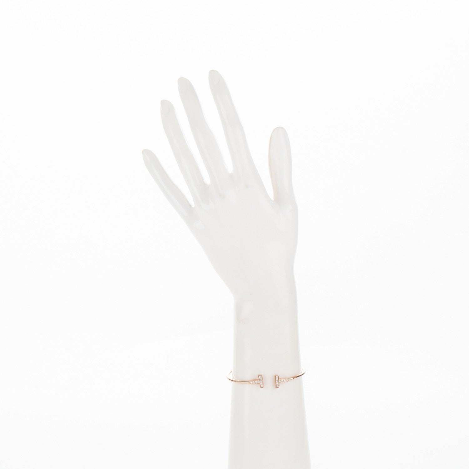 Tiffany 18K Rose Gold Diamond T Wire Bracelet 2 of 4