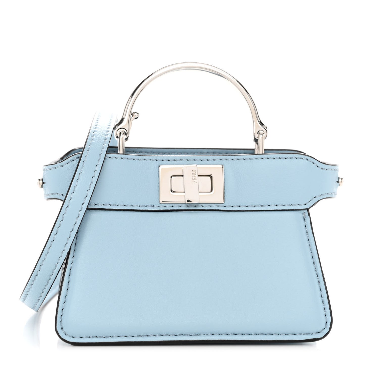 Shiny Nappa Nano Peekaboo Maxi Handle Satchel Azzurro Baby