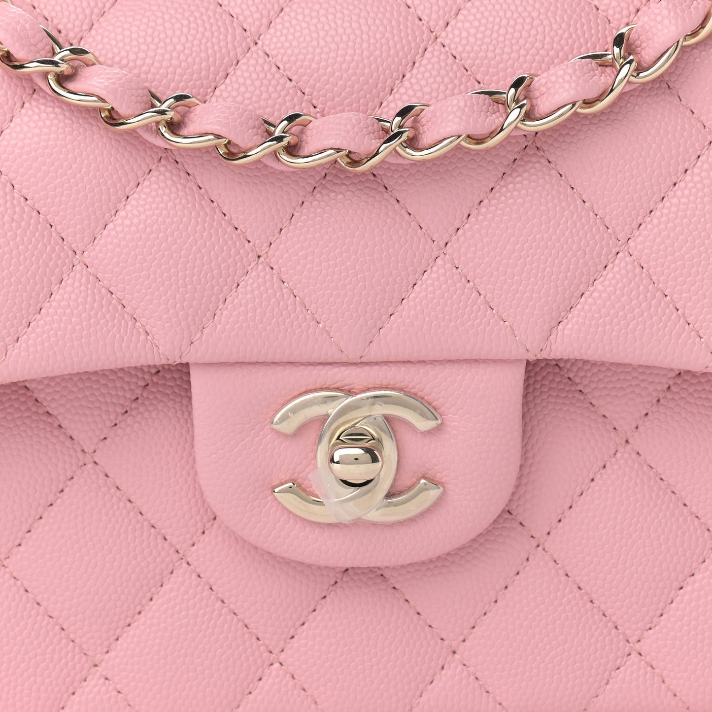 Caviar Quilted Small Double Flap Pink