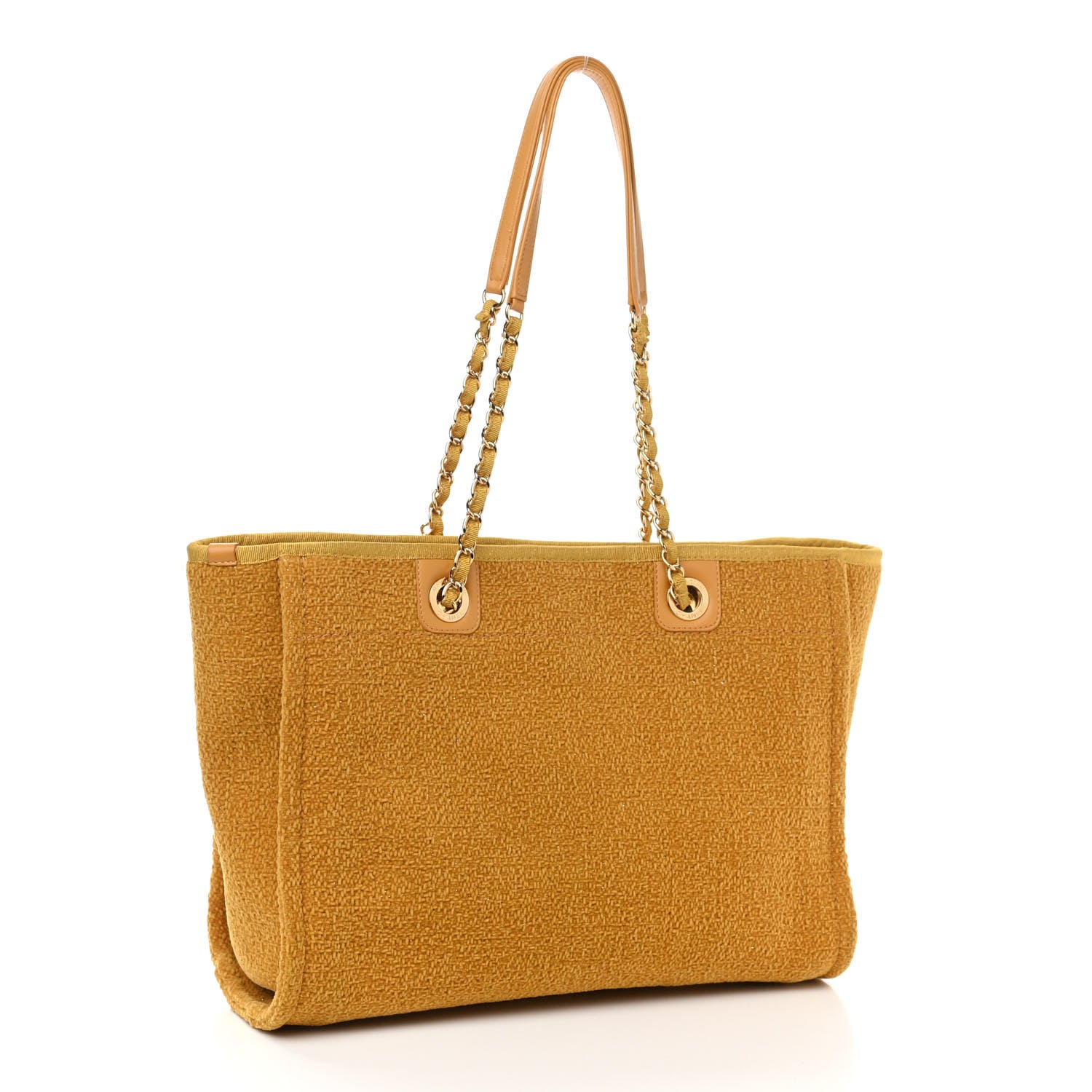 Chanel Lurex Canvas Small Deauville Tote Yellow 3 of 10