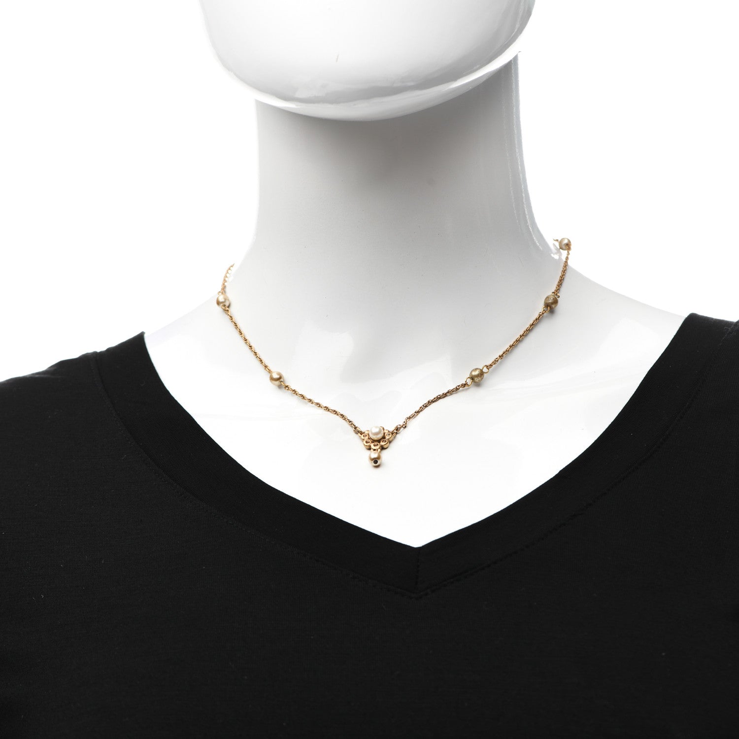 Christian Dior Pearl Long Necklace Gold 2 of 7