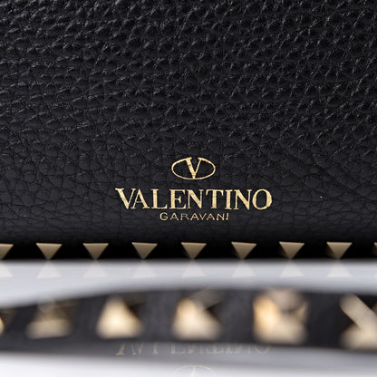 Valentino Garavani Pebbled Calfskin Medium Rockstud Tote Black 7 of 10