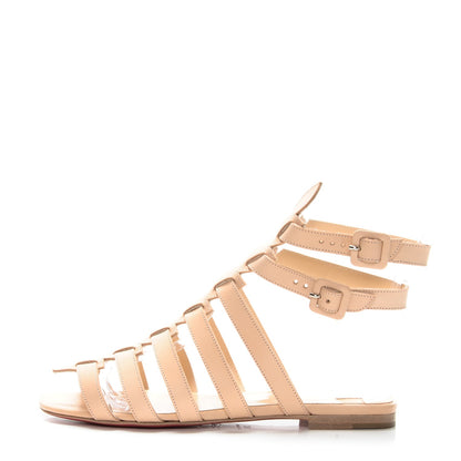 Christian Louboutin Calf Vegetale Neronna Flat Sandals 36.5 Natural 1 of 8
