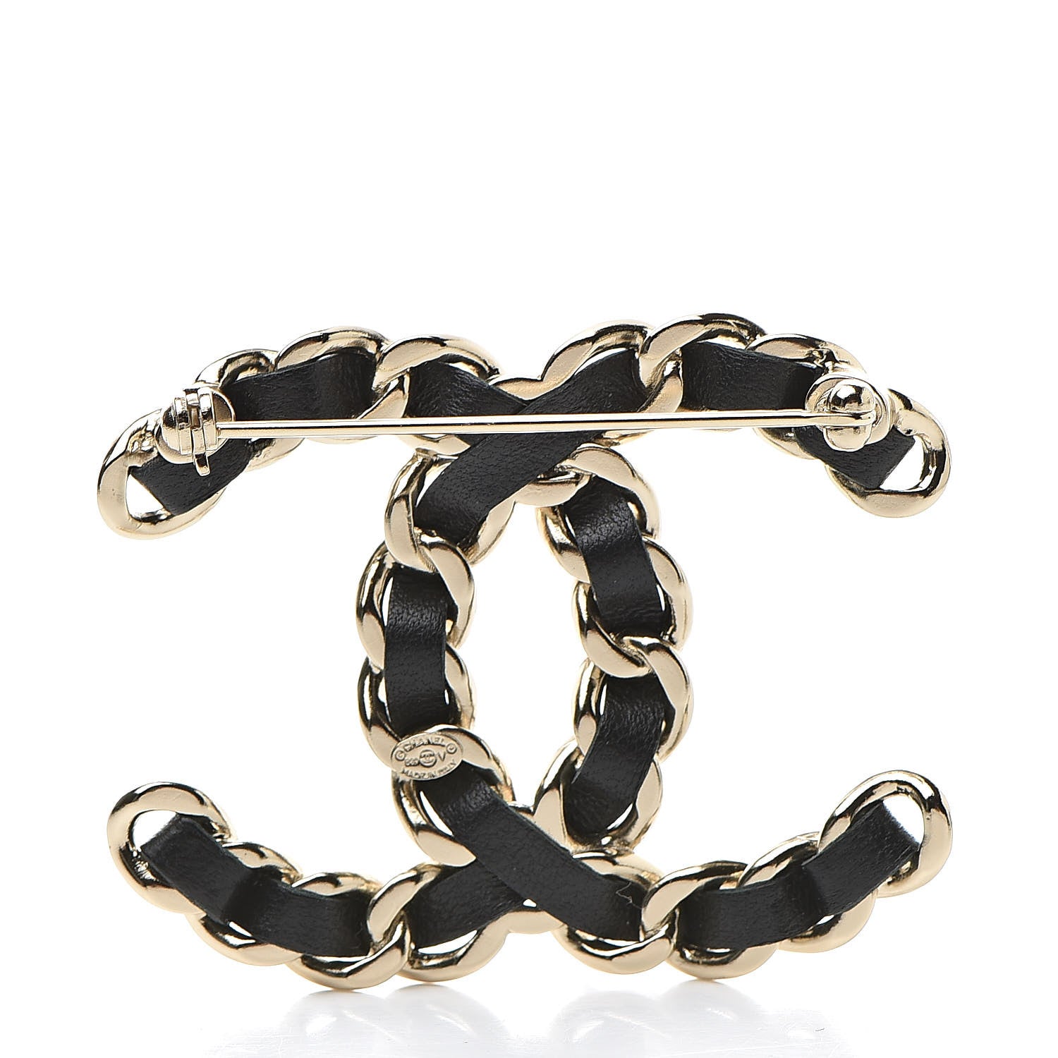 Chanel Lambskin Chain CC Brooch Black Gold 3 of 5