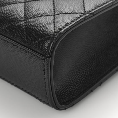Saint Laurent Grain De Poudre Textured Mixed Matelasse Triquilt Medium Monogram Satchel Black 9 of 9