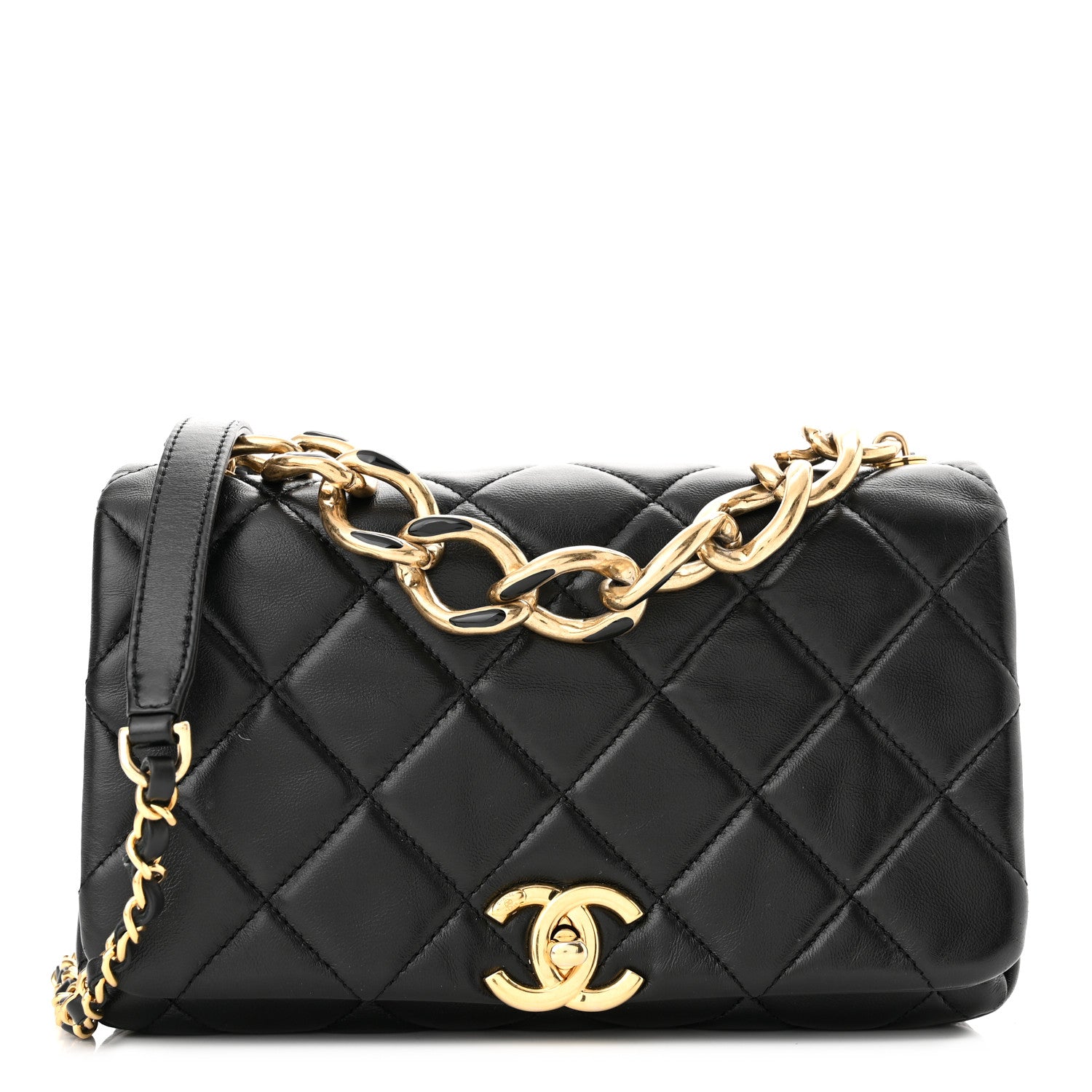 Chanel Lambskin Quilted Medium Color Match Flap Black 1 of 11