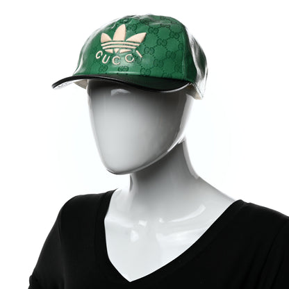 Gucci X ADIDAS Crystal Monogram Textured Dollar Calfskin Trefoil Embroidered Stefanos Baseball Hat New Shamarock Black 2 of 8