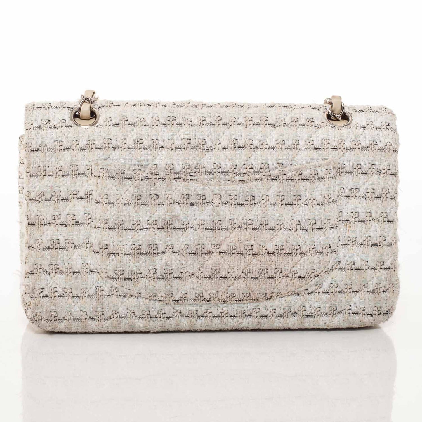 Tweed Medium Double Flap Beige