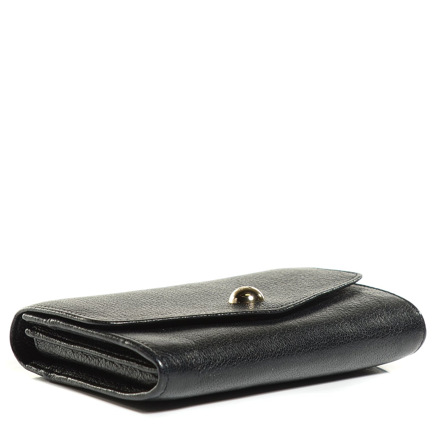 Glossy Goatskin Dome Rivet French Purse Wallet Black