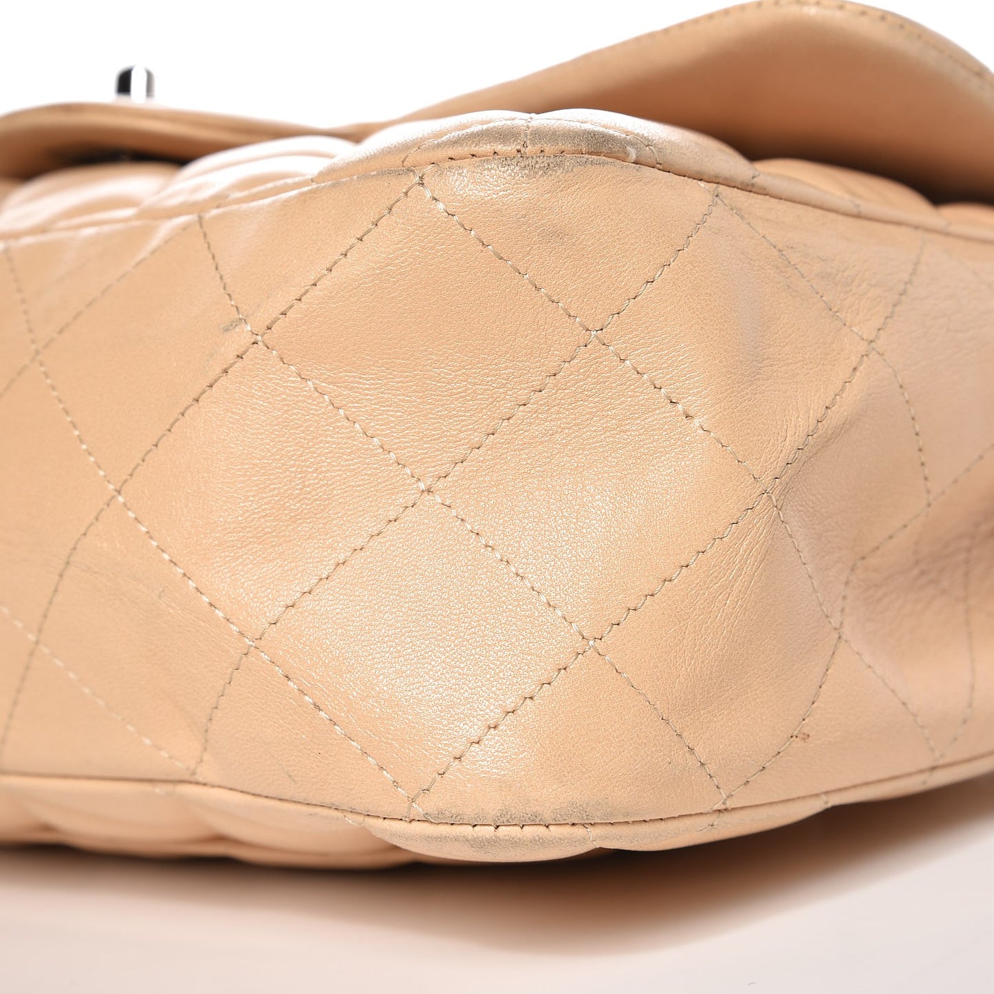 Lambskin Quilted Jumbo Single Flap Beige