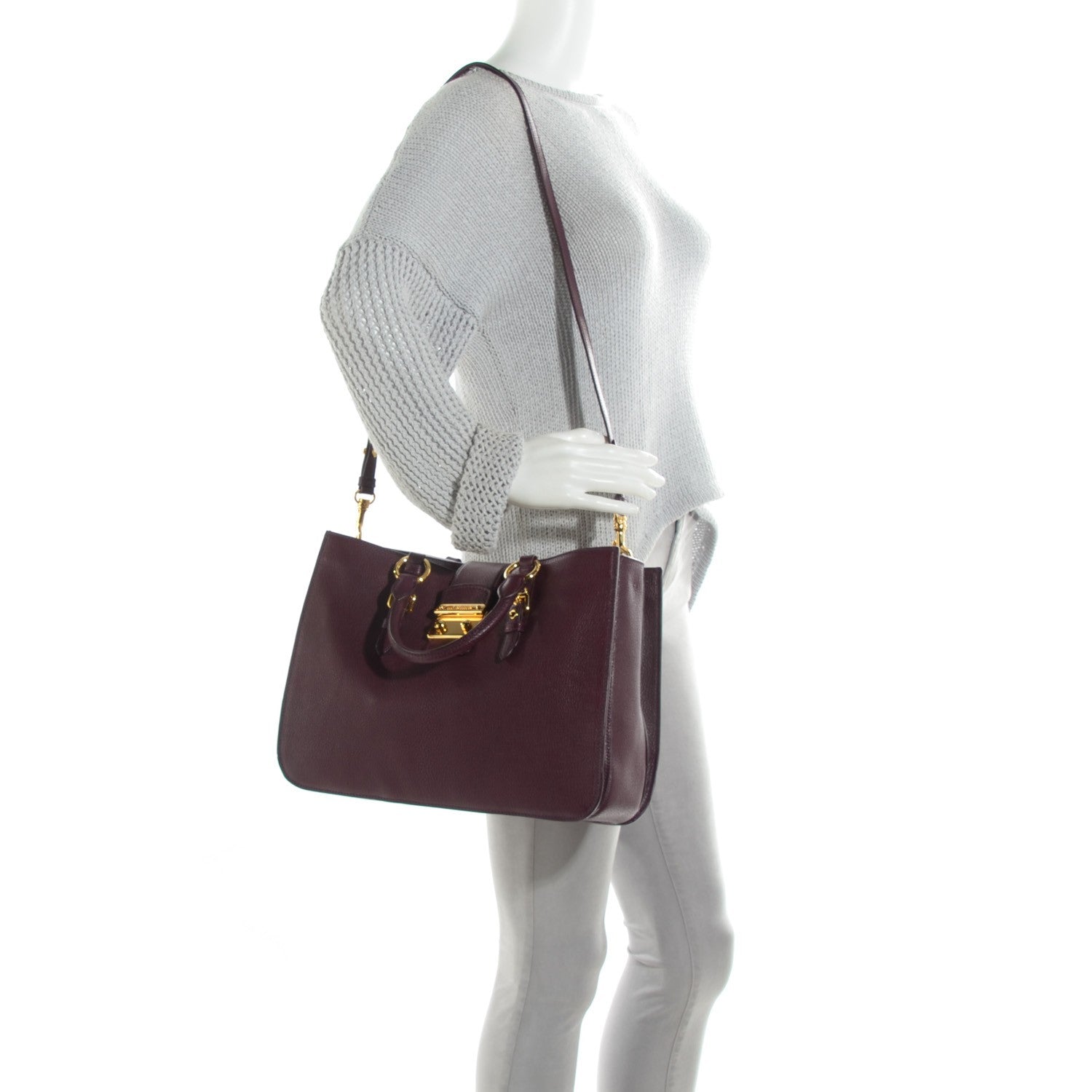 Miu Miu Goatskin Madras Tote Ribes 2 of 9