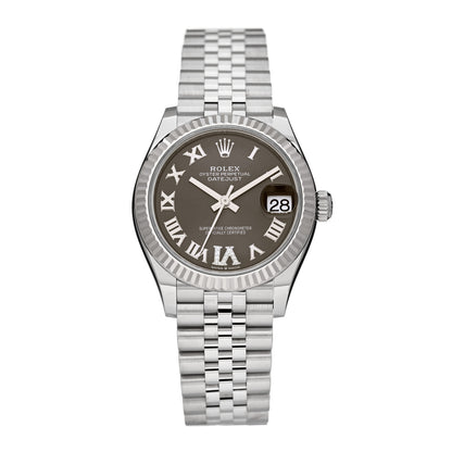 Rolex Stainless Steel 18K White Gold Diamond 31mm Oyster Perpetual Datejust Watch Dark Grey Roman 278274 1 of 5