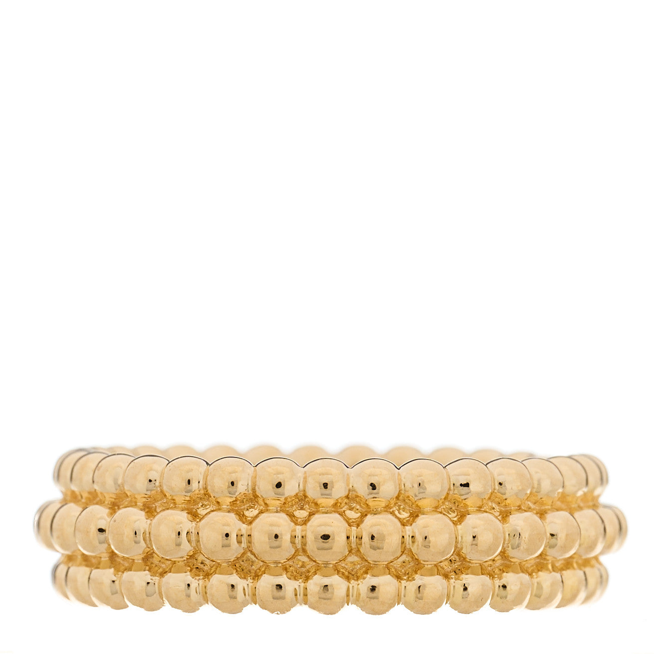 Van Cleef & Arpels 18K Yellow Gold Perlee Pearls of Gold 3 Row Ring 50 5.25 1 of 5