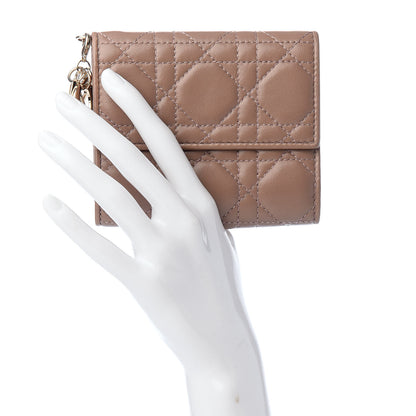 Christian Dior Lambskin Cannage Lady Dior Compact Wallet Beige 2 of 8