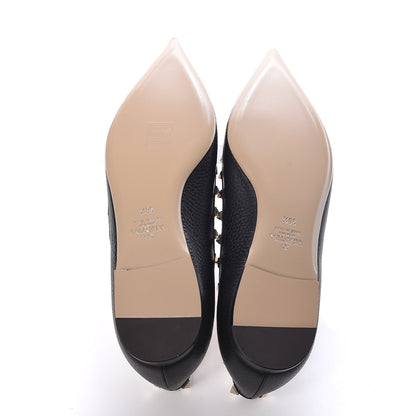 Valentino Garavani Pebbled Calfskin Rockstud Ballerina Flats 38.5 Black 5 of 9