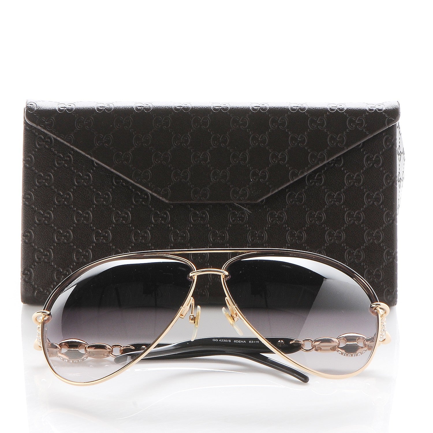 Gucci Aviator Crystal Marina Chain Sunglasses 4230/N/S Gold 9 of 10
